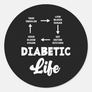 Funny Diabetic Type 1 Diabetes T1d Diabetes Awaren Classic Round Sticker