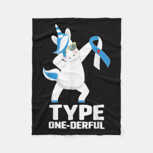 Funny Diabetic Unicorn Type One-derful Type 1 Diab Fleece Blanket