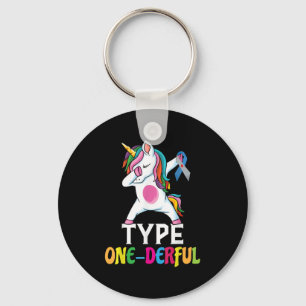 Funny Diabetic Unicorn Type One-derful Type 1 Diab Key Ring