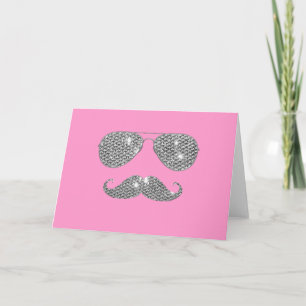Funny Diamond Moustache With Glasses Card