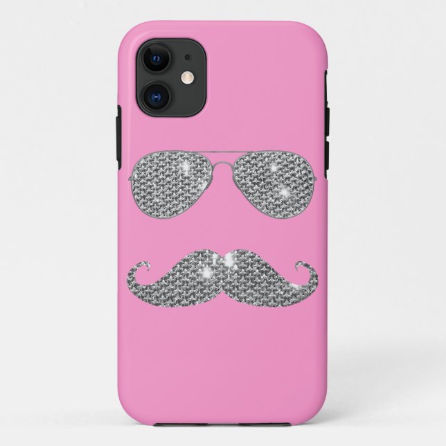 Funny Diamond Moustache With Glasses Case-Mate iPhone Case (Back)