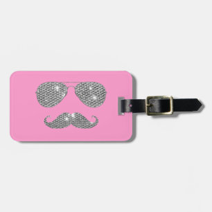 Funny Diamond Moustache With Glasses Luggage Tag