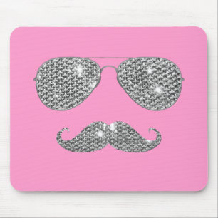 Funny Diamond Moustache With Glasses Mouse Mat