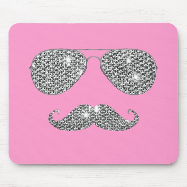 Funny Diamond Moustache With Glasses Mouse Mat (Front)