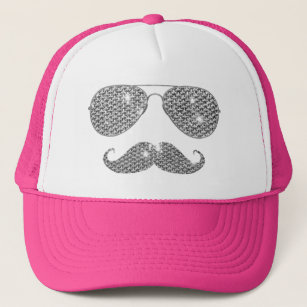 Funny Diamond Moustache With Glasses Trucker Hat