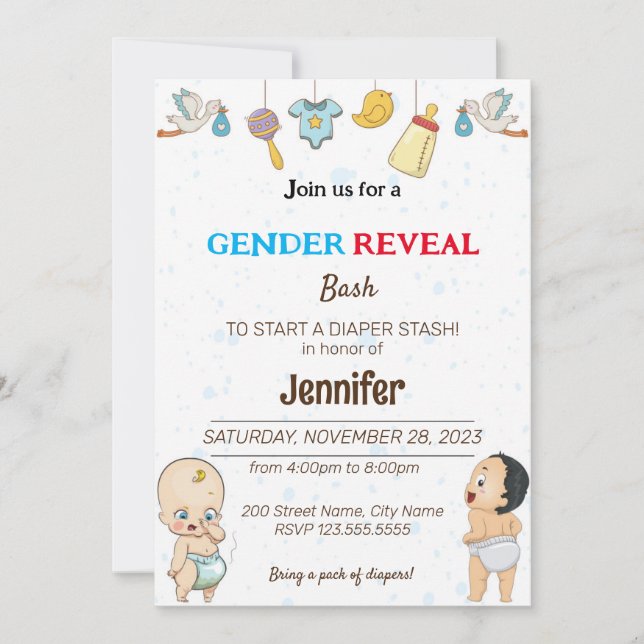 Funny Diaper Bash Invitations  (Front)