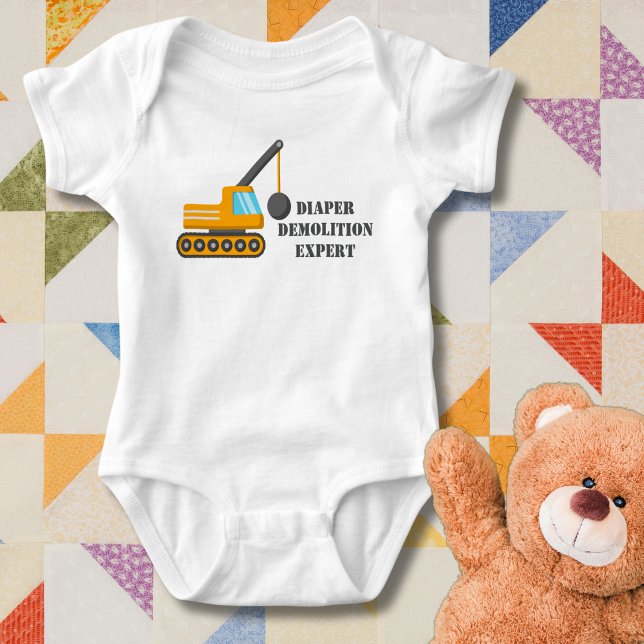 Funny Diaper Demolition Expert  Baby Bodysuit (Creator Uploaded)