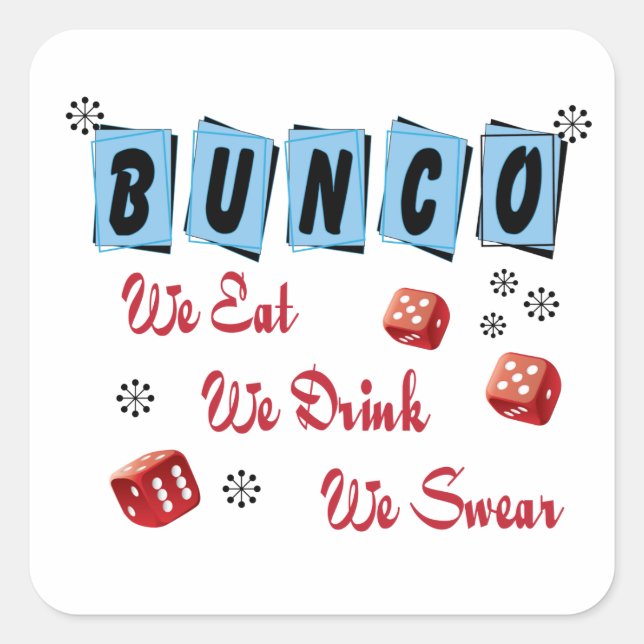 Funny Dice Girls Night Out Bunco  Square Sticker (Front)