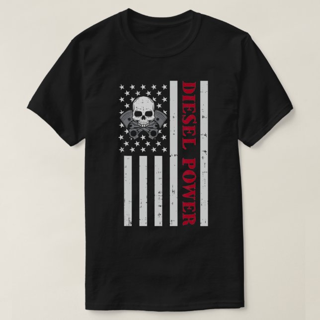 Funny Diesel Mechanic Motorcycle American Diesel P T-Shirt (Design Front)