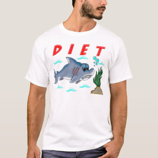 Funny Diet Cartoon Shark Humour Sarcastic Design T-Shirt
