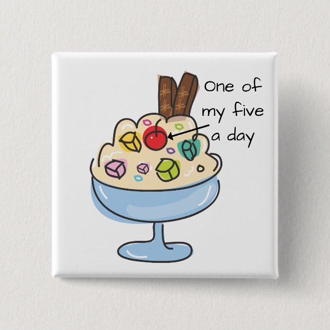 Funny Diet Quote Ice Cream Sundae 15 Cm Square Badge (Front)
