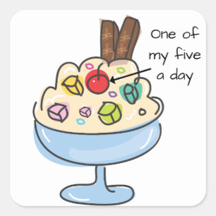 Funny Diet Quote Ice Cream Sundae Square Sticker