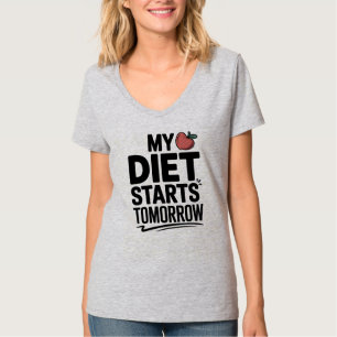 Funny Diet Starts Tomorrow Procrastination Quote T-Shirt
