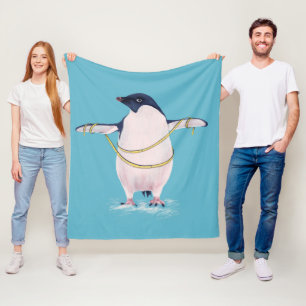 Funny Dieting Penguin Fleece Blanket