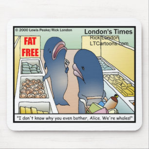 Funny Dieting Whales Tees Mugs Cards & Gifts Mouse Mat