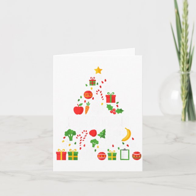 Funny Dietitian Christmas Tree Lights Womens Mens  Card (Front)