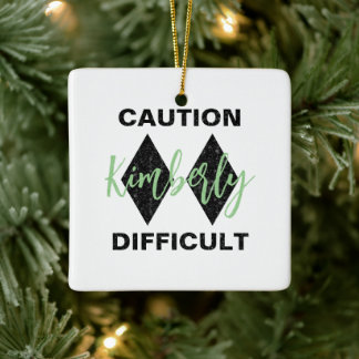 Funny Difficult Double Black Diamond Ceramic Ornament