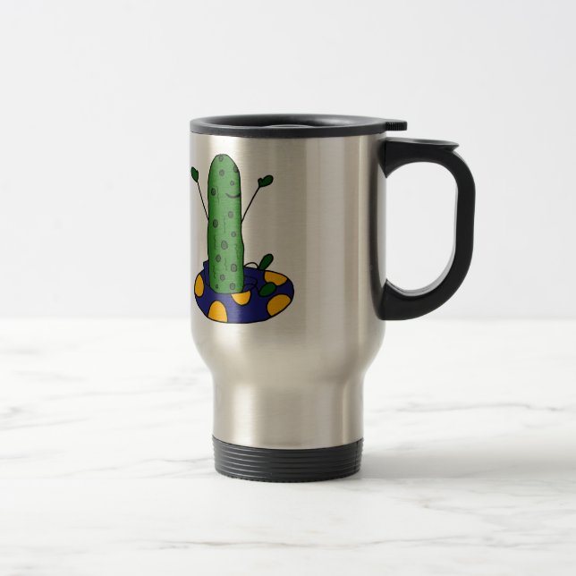 Funny Dill Pickle is Tubing Travel Mug (Right)