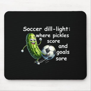 Funny dill pickle playing soccer mouse mat