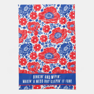 Funny Dinkin' and Wipin', Pickleball Splash  Tea Towel