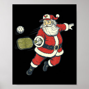 Funny dinking santa claus pickleball christmas xma poster