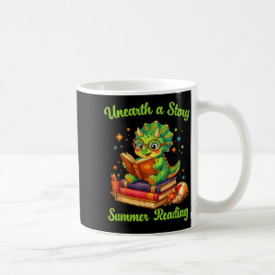 Funny dino book lover unearth a story summer coffee mug