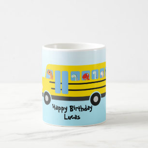 Funny DINO dinosaur School Bus boy Birthday Coffee Mug