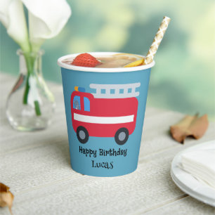Funny Dino drive Fire engine Back To School HBD Pa Paper Cups