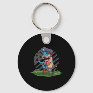 Funny Dino Pirate Us American Flag Independence Da Key Ring