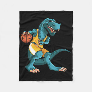 Funny Dino Playing Sketll T-rex Lover Player Kids Fleece Blanket