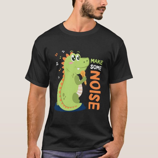 Funny Dino Singing Vacations Summer Kids T-Shirt (Front)