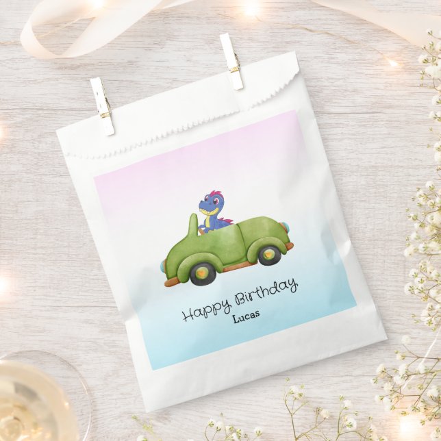 Funny dinosaur antique car B2S kids Birthday party Favour Bags (Clipped)