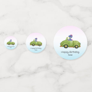 Funny dinosaur antique car birthday School boy Confetti