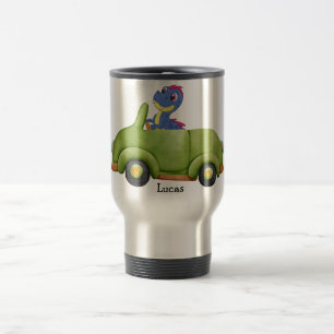Funny dinosaur antique car birthday School boy Travel Mug