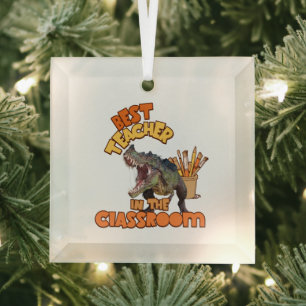 Funny Dinosaur Art Teacher Creative Classroom Glass Tree Decoration