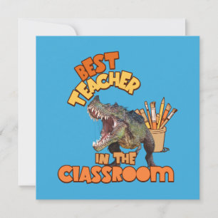 Funny Dinosaur Art Teacher Creative Classroom Holiday Card