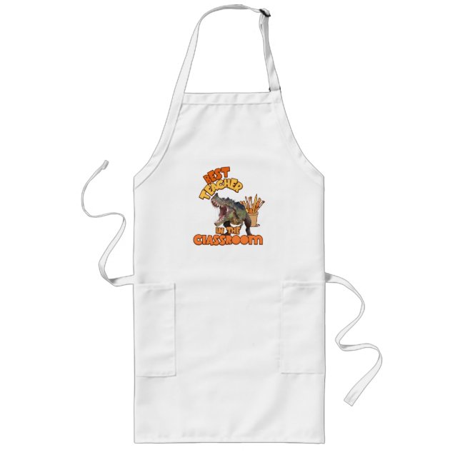 Funny Dinosaur Art Teacher Creative Classroom Long Apron (Front)