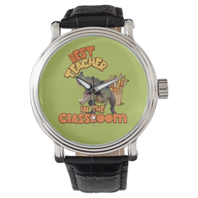Funny Dinosaur Art Teacher Creative Classroom Watch (Front)