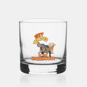 Funny Dinosaur Art Teacher Creative Classroom Whiskey Glass
