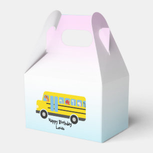 Funny dinosaur Back To School Bus boy Birthday Favour Box