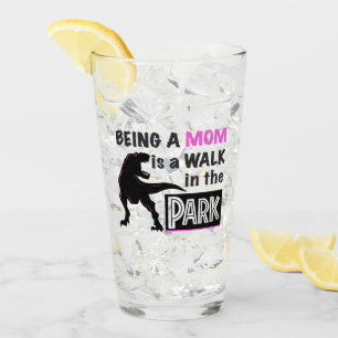 Funny Dinosaur Being A Mum is a Walk in the Park Glass