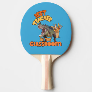 Funny Dinosaur Best Teacher in the Classroom  Ping Pong Paddle