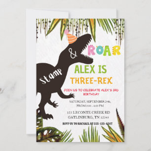 Funny Dinosaur birthday invitation