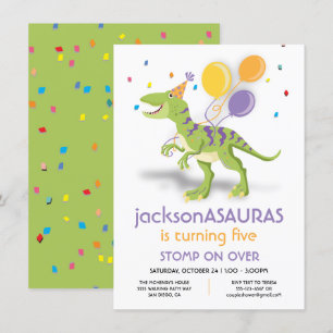 Funny Dinosaur Birthday Party Invitation