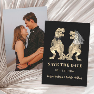 Funny Dinosaur Bride and Groom Photo Wedding Save The Date