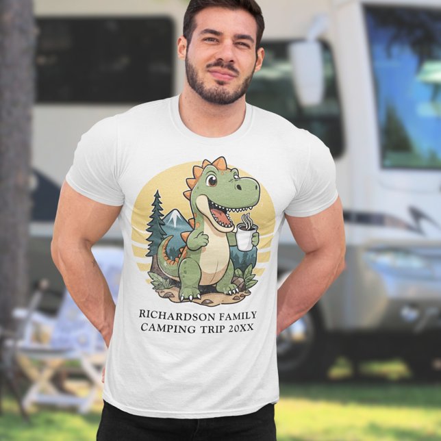 Funny Dinosaur Camper Custom Family Camping Trip T-Shirt (Creator Uploaded)