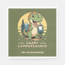 Funny Dinosaur Camper Outdoors Custom Camping Napkin