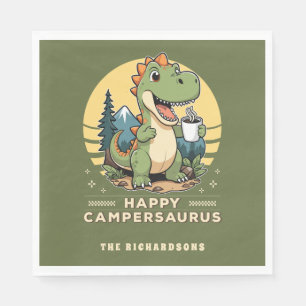 Funny Dinosaur Camper Outdoors Custom Camping Napkin