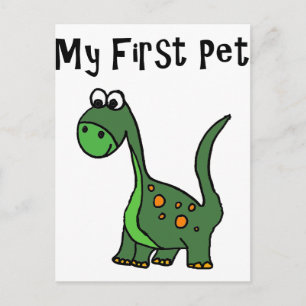 Funny Dinosaur Cartoon says My First Pet Postcard