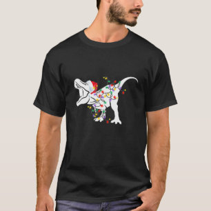 Funny Dinosaur Christmas Pyjamas T Rex Xmas Lights T-Shirt